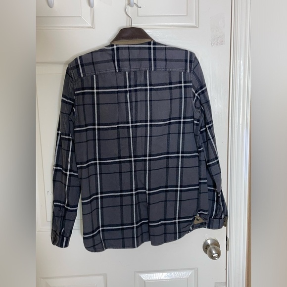 Diesel Chore Shirt Jacket Overshirt Flannel Check Leather Collar Small Mens - Picture 8 of 13